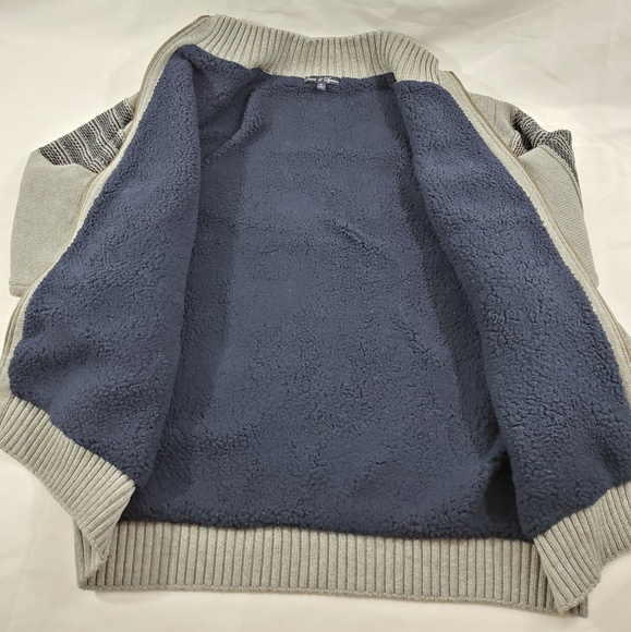 Men's Heavy Davis & Squire Gray Zip Knit Sweater - Picture 6 of 8